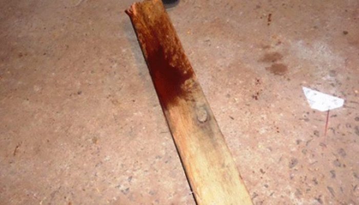 Pedaço de madeira com sangue (Foto: Meramente ilustrativa)