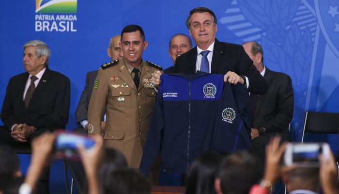 O Presidente Jair Bolsonaro durante o Lançamento do Programa Nacional das Escolas Cívico-Militares – PECIM.