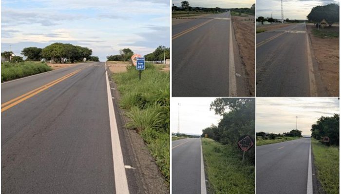 Trecho da BR-030, nas proximidades do distrito de Rancho das Mães, no município de Palmas de Monte Alto (Foto: Leitor do Portal Vilson Nunes)