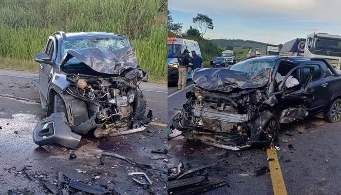 Dois homens morrem após batida entre carros em rodovia da Bahia — Foto: PRF